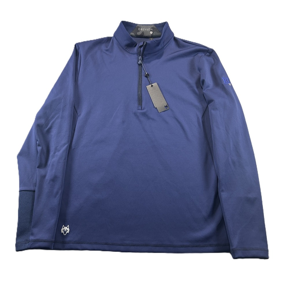 Greyson Quarter Zip Pullover Mens L Navy Blue Sport RT KC Logo Performance